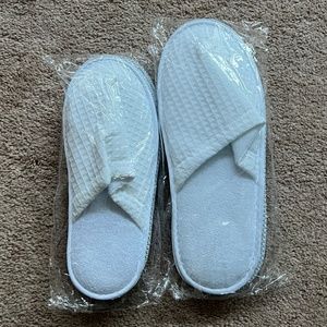 New! His and Hers Hotel Slippers - White, Waffle, Set of Two
